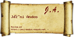 Jáni Andos névjegykártya